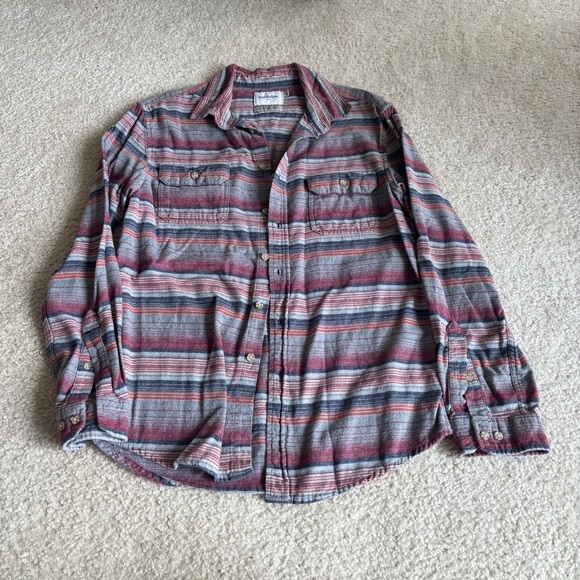 Mutl-Colored Stripped Long Sleeve Flannel Shirt - Picture 2 of 9